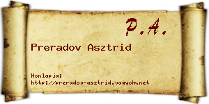 Preradov Asztrid névjegykártya